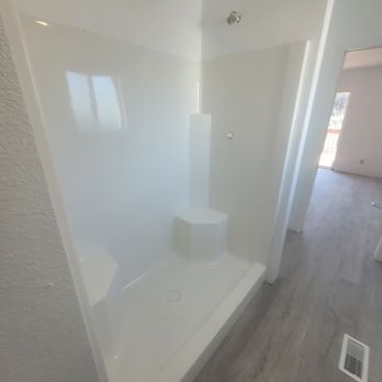 Reglazed tile shower surround