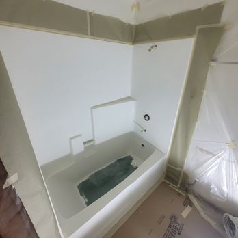 Refinished shower and tub surround